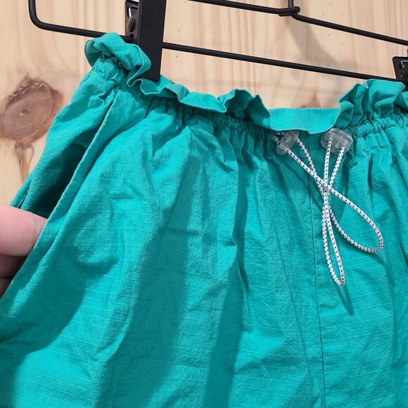 BCBGeneration Paper Bag Shorts Drawstring Teal Womens M Comfort Beachy Gorpcore - Picture 3 of 9